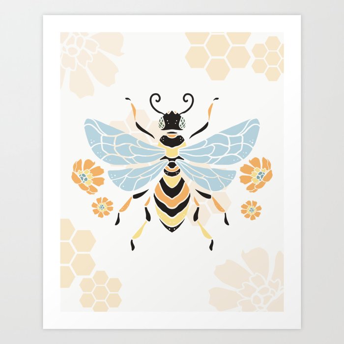 Honey Bee Abstract Pattern Art Print