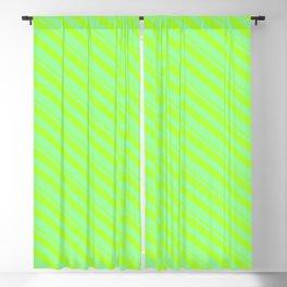 [ Thumbnail: Light Green and Green Colored Stripes/Lines Pattern Blackout Curtain ]