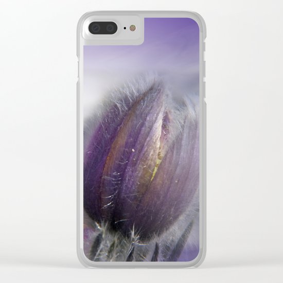 Pasque-flower on texture -2- Clear iPhone Case