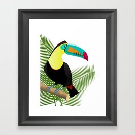 Bright Toucan bird in jungle Framed Art Print