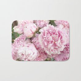 Pink Shabby Chic Peonies - Garden Peony Flowers Wall Prints Home Decor Badematte