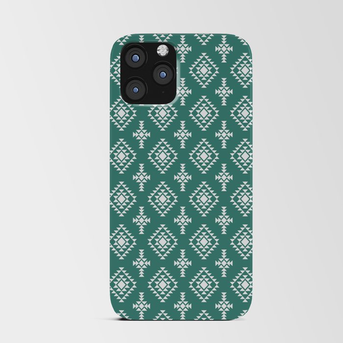 Green Blue and White Native American Tribal Pattern iPhone Card Case