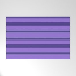 [ Thumbnail: Purple and Dark Slate Blue Colored Pattern of Stripes Welcome Mat ]