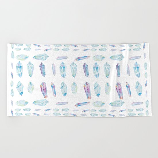 Watercolor Gemstones Beach Towel