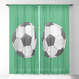 Football With Green Background Sheer Curtain