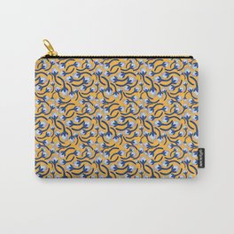 Floral Chinoiserie Pattern - Chinese East Asian Culture Yellow Blue Watercolor Motif Vintage Carry-All Pouch