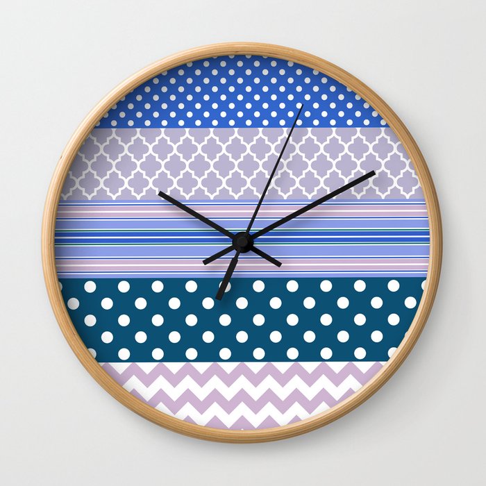 Abstract geometric pastel color chevron polka dots pattern Wall Clock