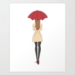 Fashion Girl Red Umbrella Red Bottom Heels (Rectangle) Art Print