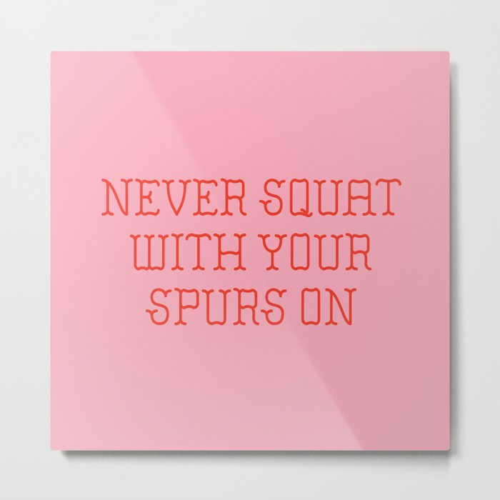 Cautious Squatting, Pink and Red Metal Print