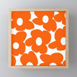 Orange Retro Flowers White Background #decor #society6 #buyart Framed Mini Art Print