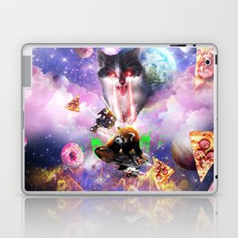 Giant Space Cat Firing Laser Eye At Panda Red Laptop Skin