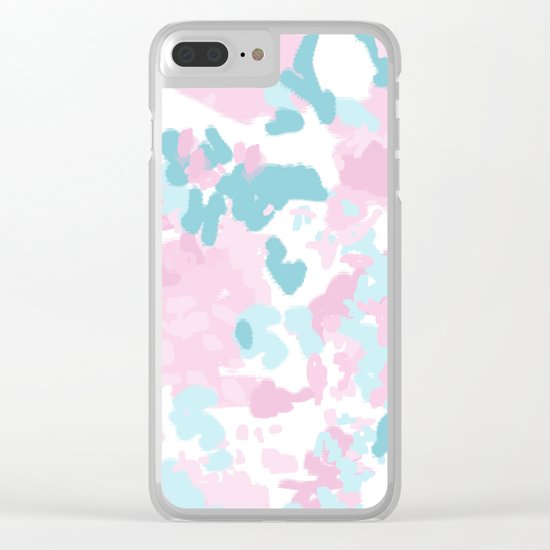 Cruz - abstract painting pastel pink and blue minimal modern decor for office home Clear iPhone Case