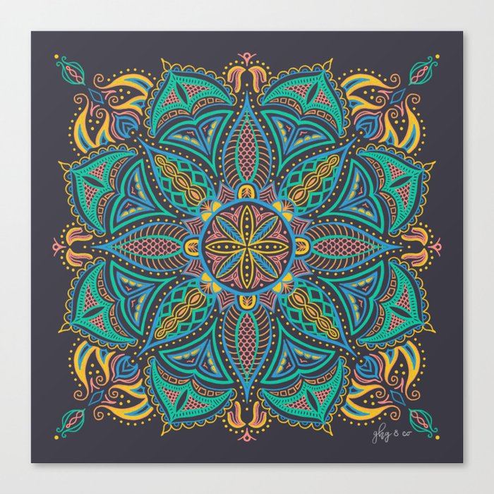 Mandala: Indian Summer | Turquoise & Gold Canvas Print