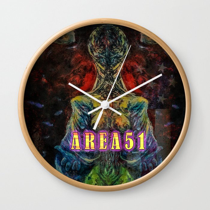 Area 51 - By Lazzy Brush Wall Clock