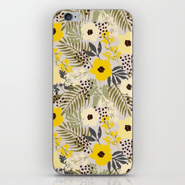 Yellow Boho Style Tropical Florals  iPhone Skin