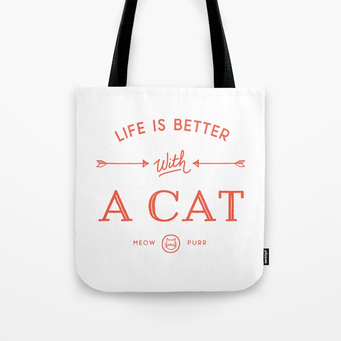 Life Is Better With A Cat - Cherry Red Tote Bag