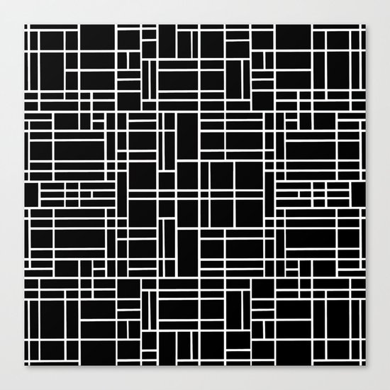 Map Outline White on Black Canvas Print