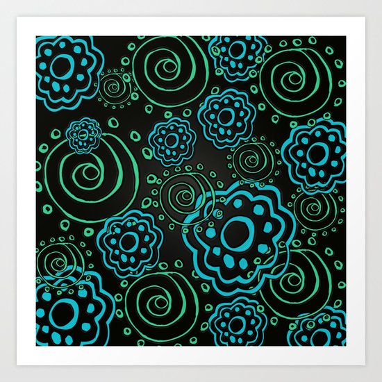 mod flowers Art Print