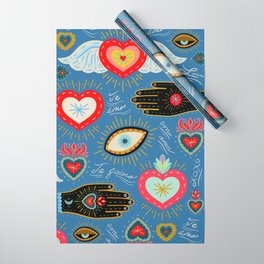 Milagro love hearts - blue Wrapping Paper