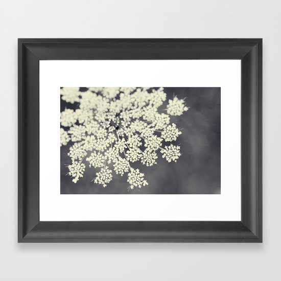 Black and White Queen Annes Lace Framed Art Print