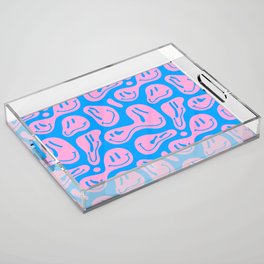Funny melting smiling happy face colorful cartoon seamless pattern Acrylic Tray