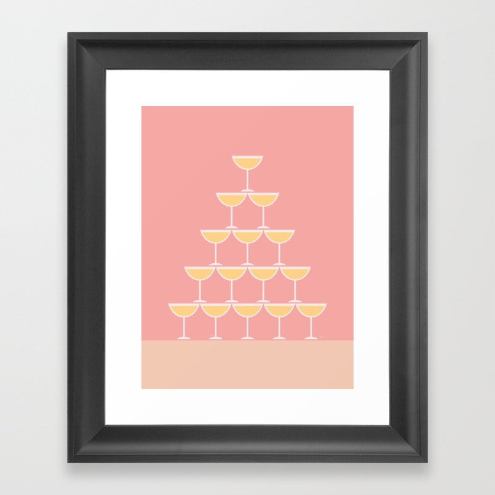 Pink Champagne Tower Framed Art Print