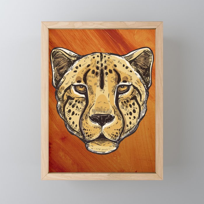 Cheetah Face Framed Mini Art Print
