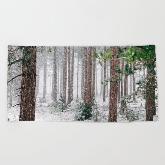 Snow #woods Beach Towel