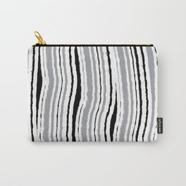 "Ploughed" 5 | Vertical Grey Black and White Pattern Carry-All Pouch | Black, Drawing, Verticalpattern, Texture, Digital, Verticaldesign, Simpledesign, Pattern, Gray, Grey 