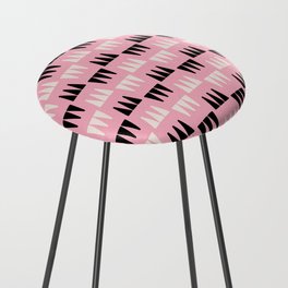 Retro Modernist Geometric Tri-Triangle Pattern 722 Pink Black and Cream Counter Stool