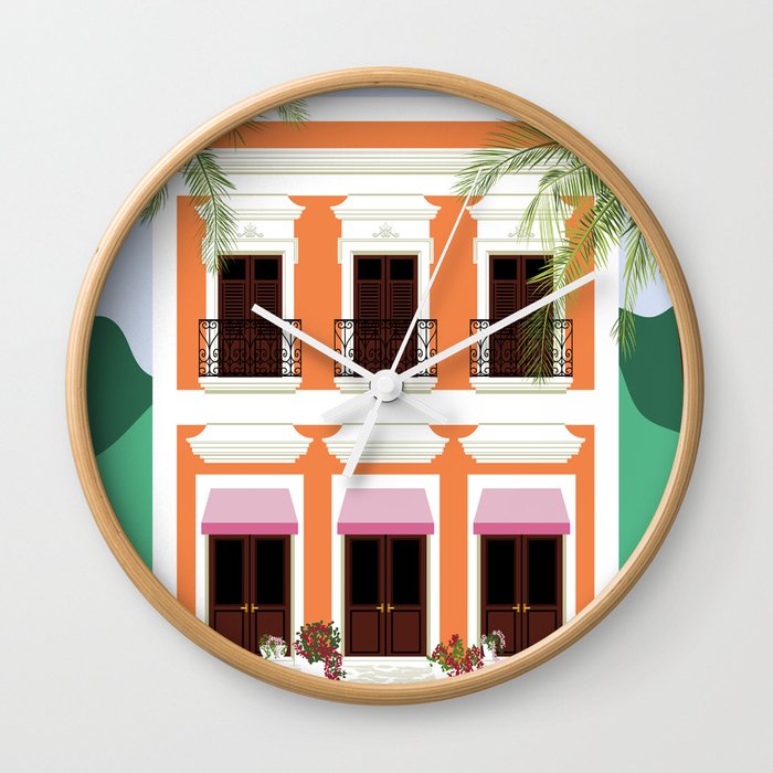 Puerto Rico Orange House Wall Clock