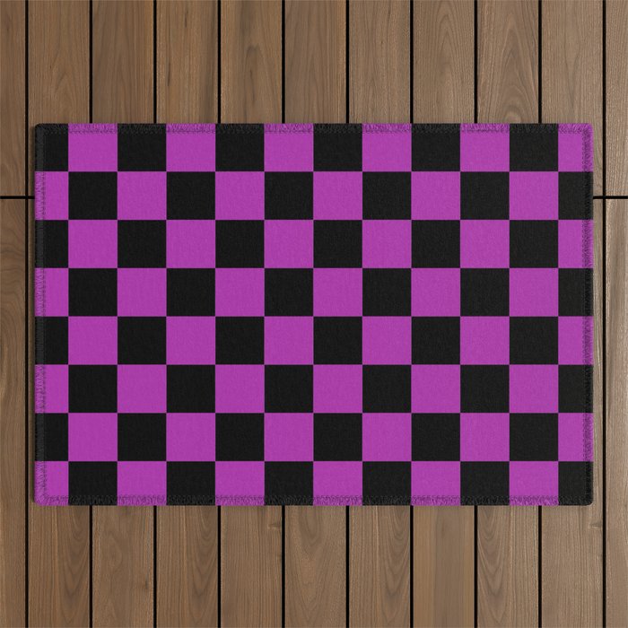 Checkered (Black & Purple Pattern) Outdoor Rug