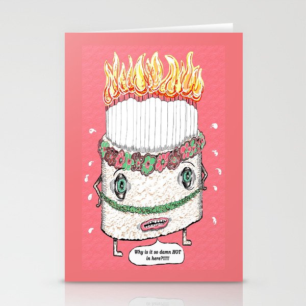 Why is it so damn HOT in here?!!! pink Stationery Cards