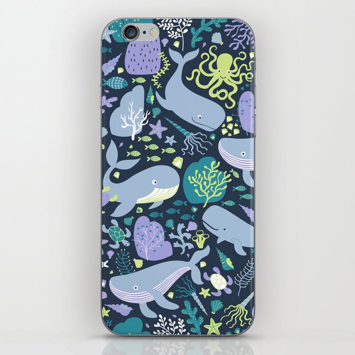 Whale Paradise Seascape - Cute SeaLife pattern by Cecca Designs iPhone Skin