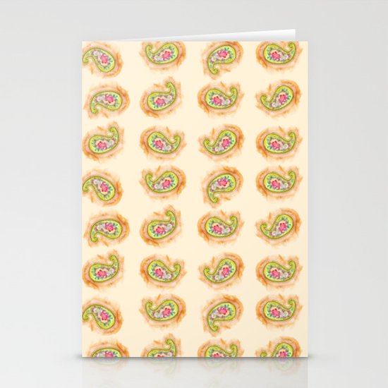 Paisley Watercolor in Tea (tan brown) Stationery Cards
