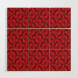 A red-black pattern of rhombuses connected by quatrefoils and a black middle. Wood Wall Art