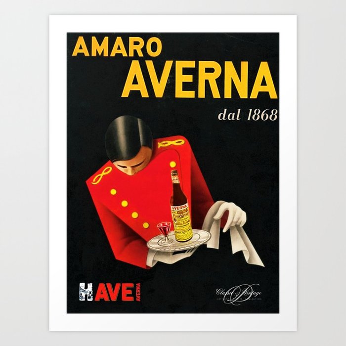 Amaro Sicilian Aperitif Averna Red Wine Italia Vintage Advertising Poster Art Print