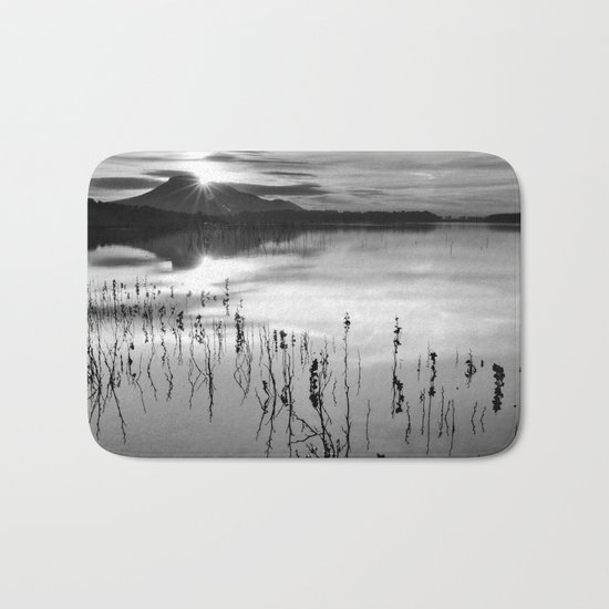 Calm At The Lake. At sunset.. Bw Bath Mat