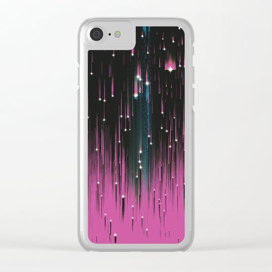 Pink Meteors Clear iPhone Case