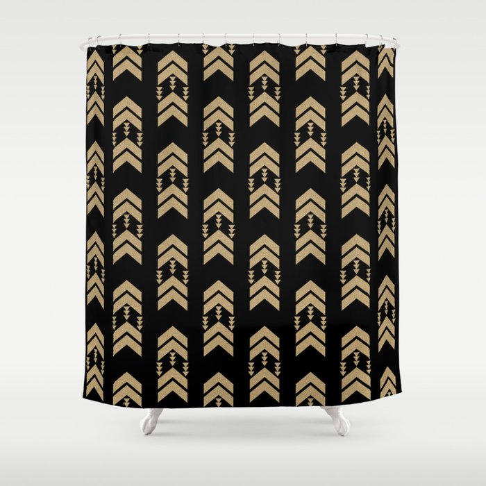Chevron in bold colors black and gold glitter pattern print Shower Curtain