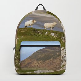 Rhossili Sheep Backpack | Landscape, Scenic, Welsh, Coastal, Sheep, Sea, Gower, Wales, Color, Digital 