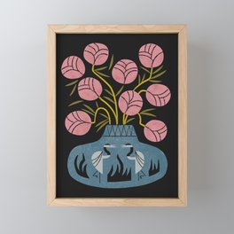 Pink Bouquet And Crane Vase Framed Mini Art Print