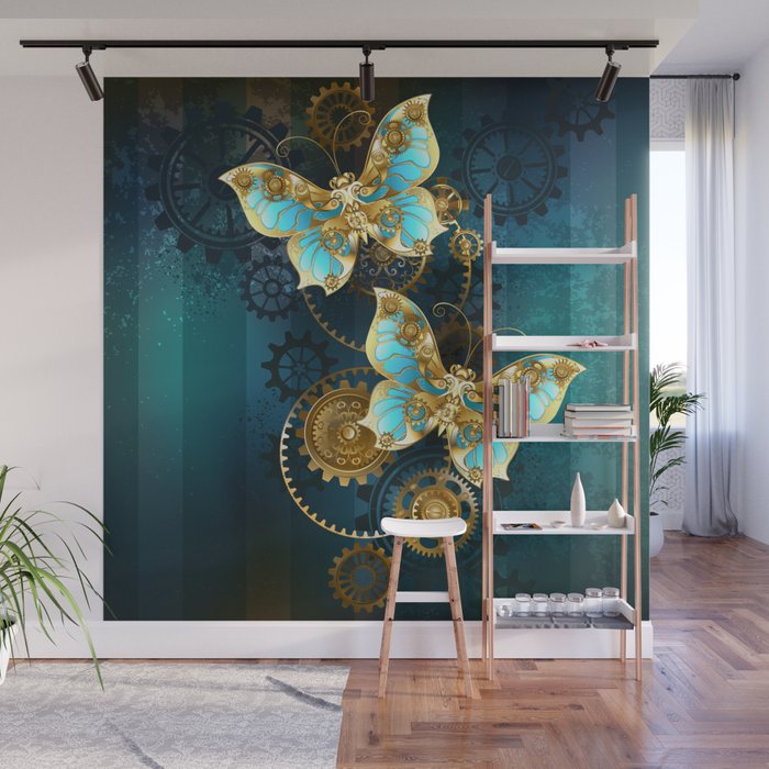 Two mechanical butterflies Wall Mural