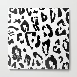 Black and White Jaguar Skin Pattern Metal Print