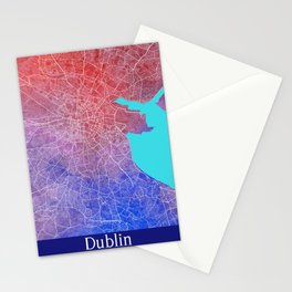 Dublin city map in watercolor Stationery Card
