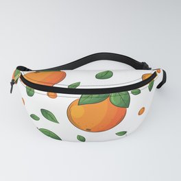 Oranges and tangerines and leaves bright juicy summery fruity seamless pattern Fanny Pack