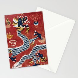 Ningxia Blue Dragon Red Background Rug Print Stationery Card