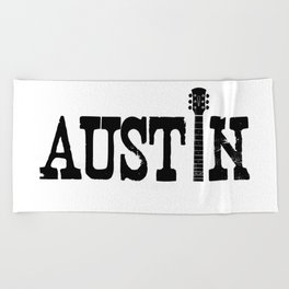 Austin Texas Graphic with Guitar Beach Towel | Sxsw, Dallas, Ut, Sanantonio, Festival, 6Thstreet, Beto, Austincitylimits, Acl, Atx 
