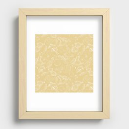Beige and White Toys Outline Pattern Recessed Framed Print