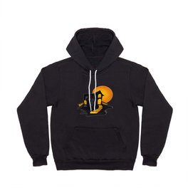 Stylish House with stairs with Orange Moon background  Hoody